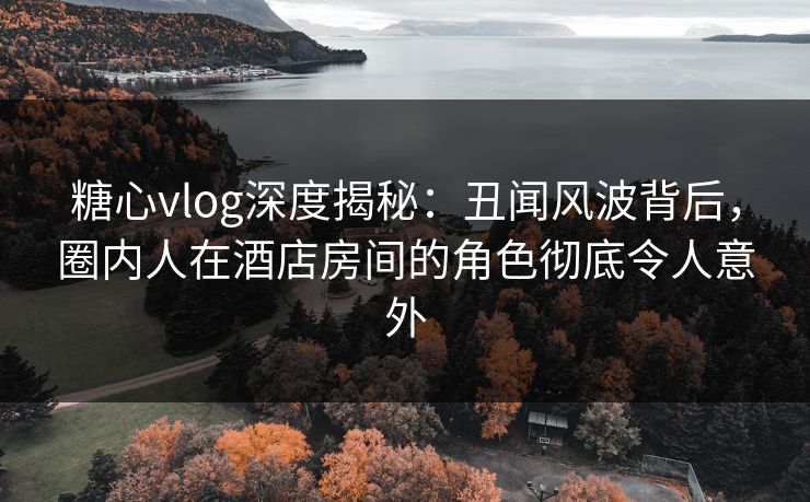 糖心vlog深度揭秘：丑闻风波背后，圈内人在酒店房间的角色彻底令人意外