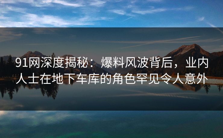 91网深度揭秘：爆料风波背后，业内人士在地下车库的角色罕见令人意外